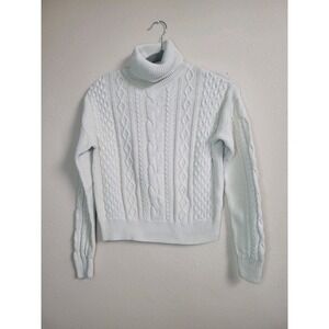GAP Womens Cable Knit Turtleneck Sweater Ivory Cream Winter‎ Warm Sz S